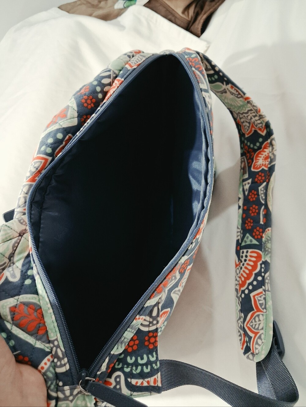 Vera Bradley Navy Quilted Floral Backpack with Coral & Mint Accents - Picture 6 of 12